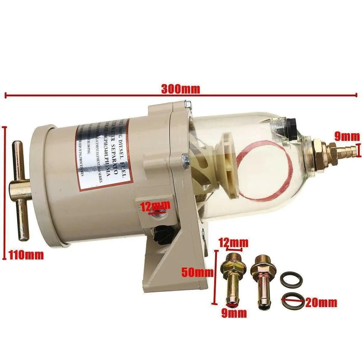 Filtro Gasoil Filtro de combustible diésel para motor marino 500FG 500FH, separador aceite/agua, barcos marinos, camiones 90GPH para coche