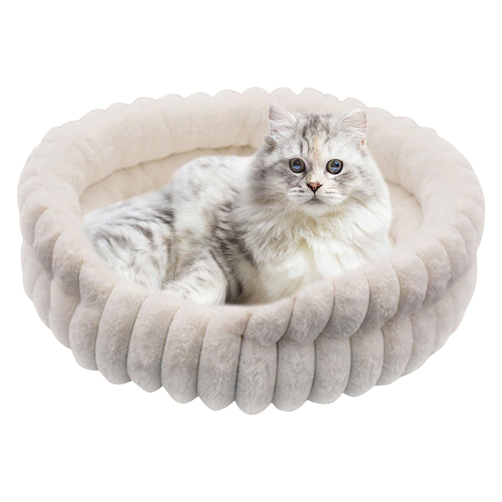 Cama para gatos - cama de peluche para perros | Camas redondas rosquillas para gatos de interior | Cama para mascotas calmante | Suministros para dormir, animales de invierno, uso al aire libre | Donut Abrigado para Dormir y Descanso en Invierno o Viaje C