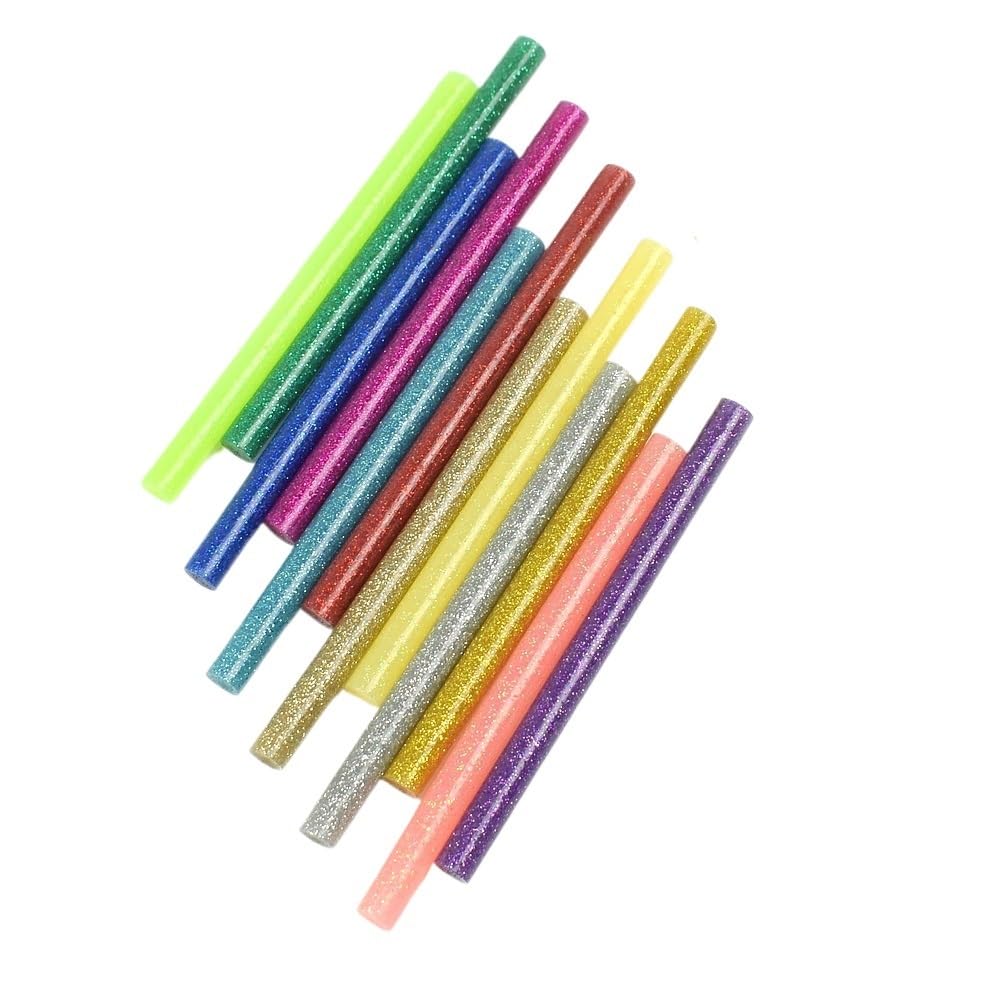 Barras de pegamento caliente de colores - 120 PCS 12 colores Barras de silicona caliente de colores mezclados, barras de pegamento termofusible Barras de pistola de pegamento caliente de colores, for