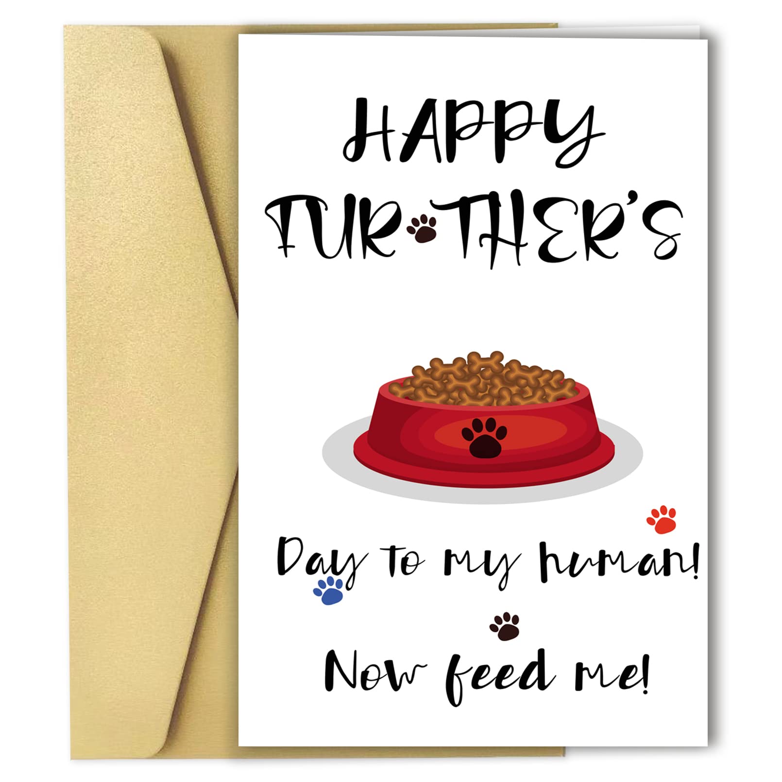 OJsensai Happy Fur-ther’s Day Card for Dog Dad, Hilarious Father’s Day Gift from Cat, Great Furthers Day Card for Dog Father, Good Dog Dad Fathers Day