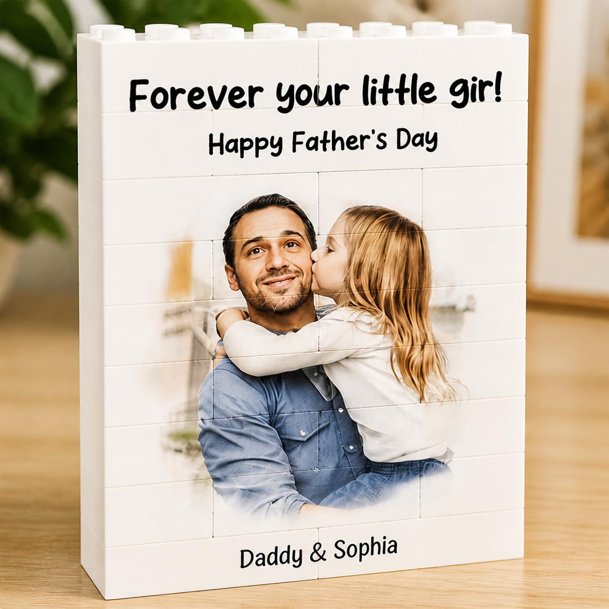 Personalised Photo Building Bricks Puzzle, Dad Gifts from Daughter Son, Custom DIY 3d Jigsaw Puzzle Board Photo Frame, Best Fathers Day Birthday Presents for Dad, Men, Grandpa & Family Keepsake