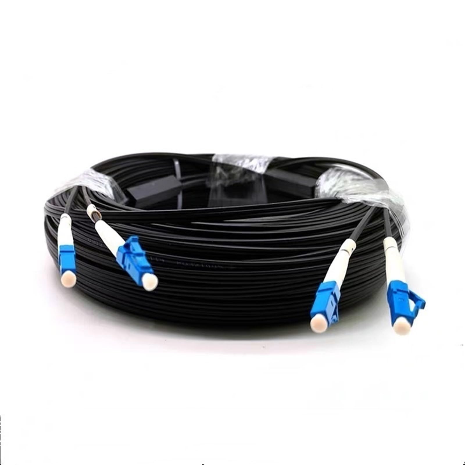 Câble de raccordement à fibre optique extérieur LC-LC Singlemode FTTH G652D 2-fils 3 fils d'acier 100 m 150 m 10 m - 500 m (100 m, noir)