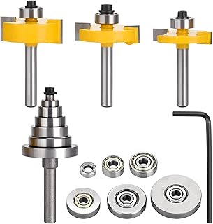 Rabbet Router Bit - Router Bit Set with 6 Bearings Set ( 1/2", 7/16", 3/8", 5/16", 1/4", 1/8" Bearings) Carbide Tipped Rabbeting Router Bits 1/4 Shank
