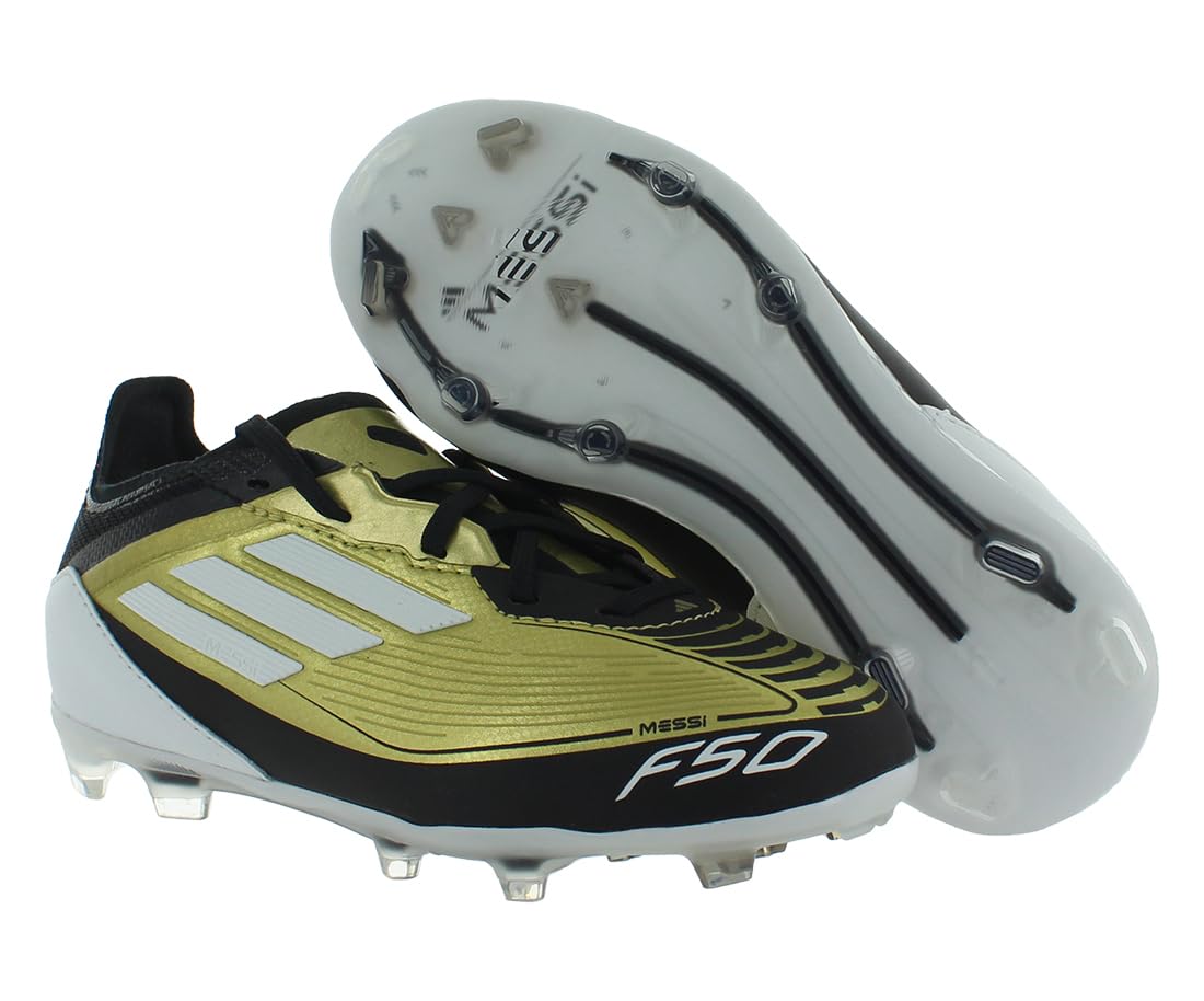 adidas F50 Pro FG Messi GS Boys Shoes Size 10.5, Color: Gold Metallic/Cloud White/Core Black