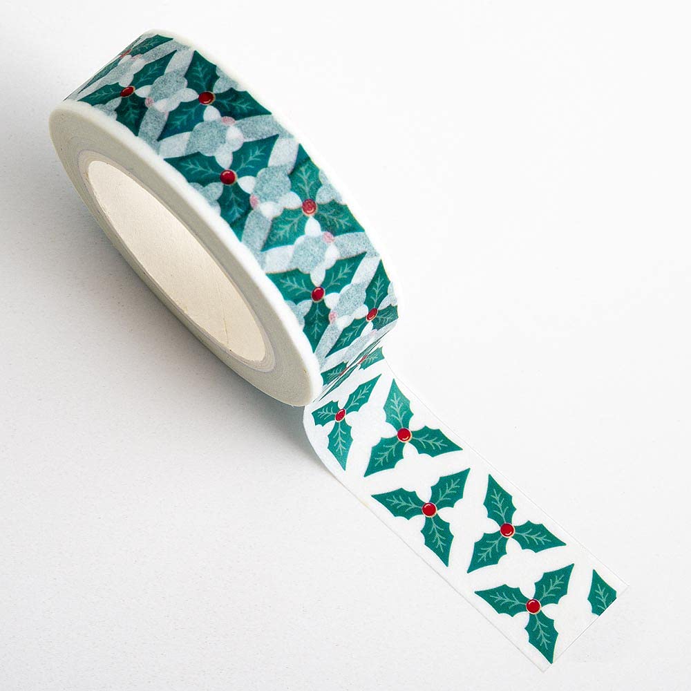 Italian Options Christmas Holly & Berries Adhesive Washi Tape (15mm x 10 Metre)