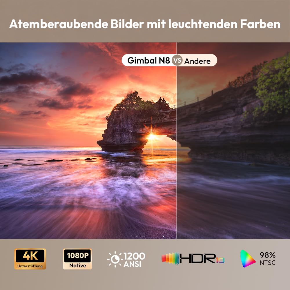 Xgody N8 Smart Beamer, 1200 ANSI Native FHD 1080P, 4K Unterstützt