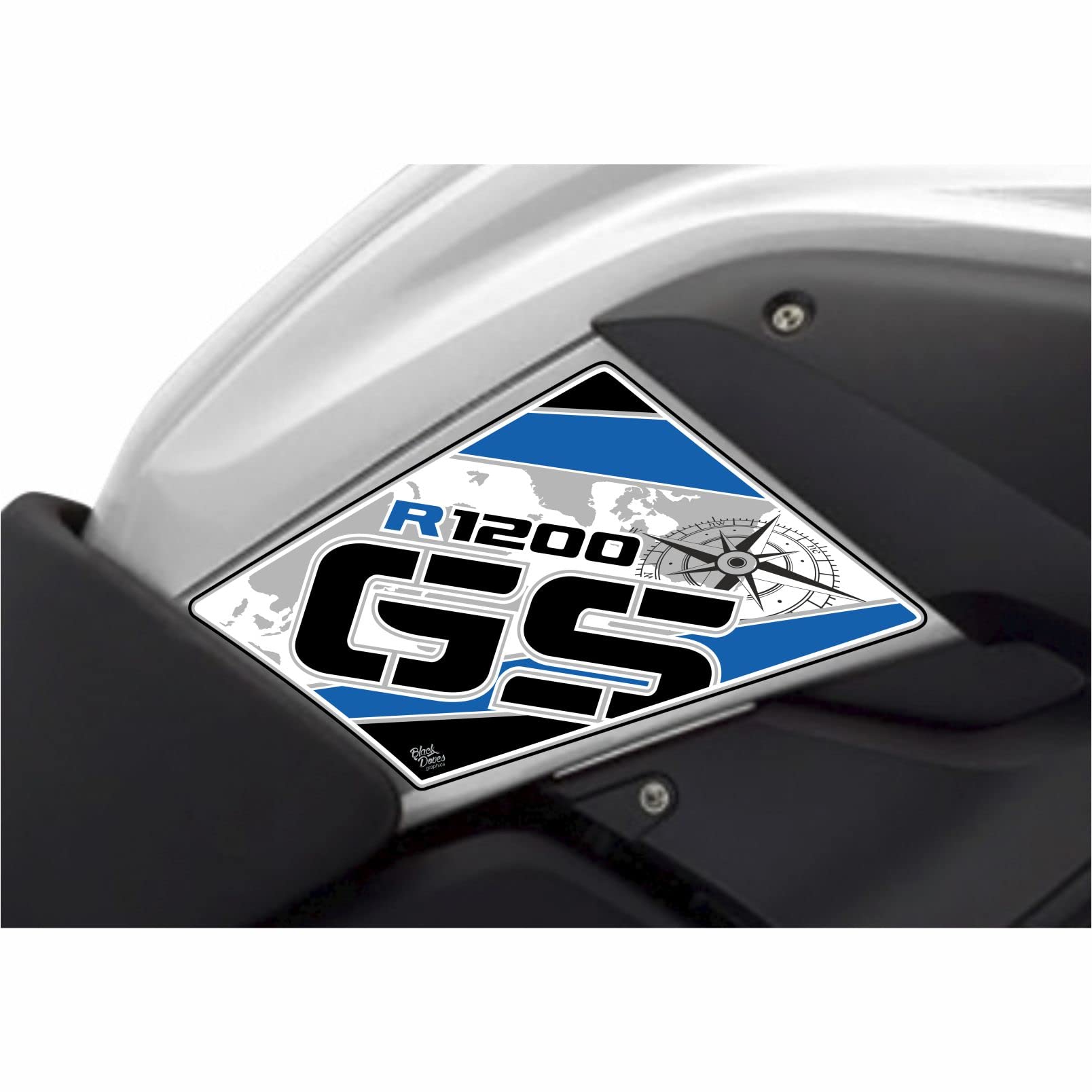 2 pz Adesivi 3D Protezioni Laterali compatibile con/sostitutivo per BMW R 1200 GS 2008-2012 (Blu)