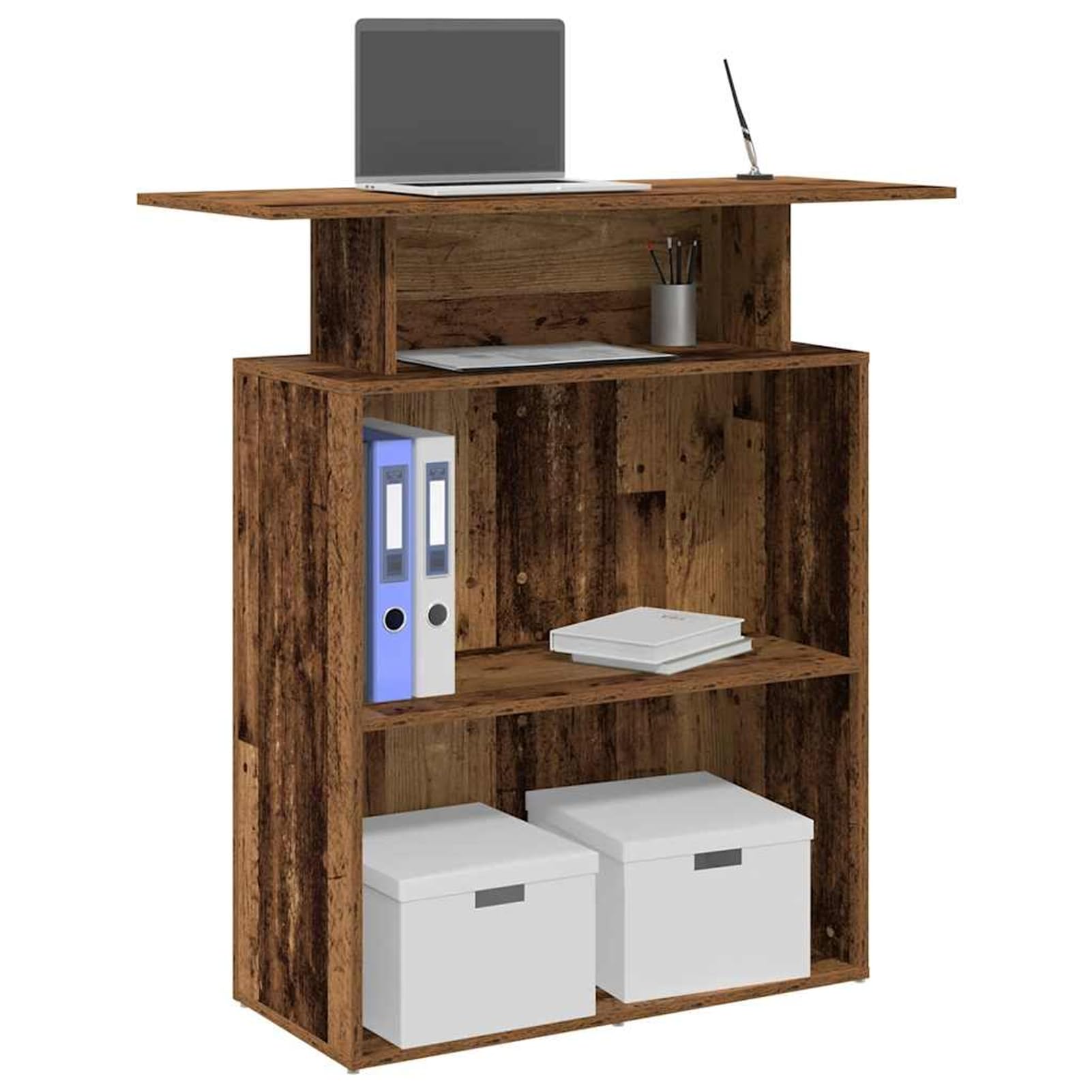 Gecheer Bancone Reception, Design Elegante con Piano Integrato e Spazio di archiviazione, 100x40x104 cm, truciolato, per uffici aziendali, Hotel, cliniche mediche e saloni di Bellezza