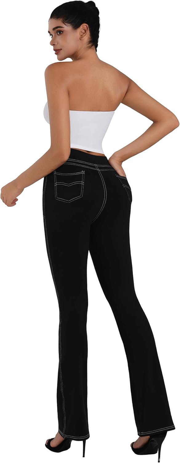 Sunzel Flare Leggings for Women, High Waisted Stretchy Yoga Pants with Tummy Control and Pockets, 32" Inseam - Image 7