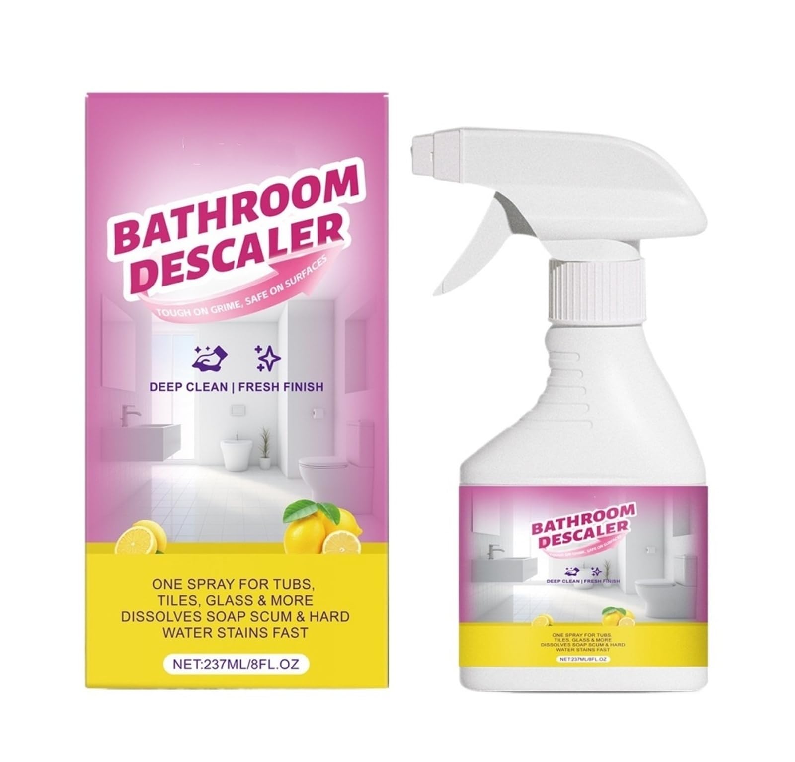 Un elemento essenziale for la pulizia del bagno, spray anticalcare da 237 ml(2pcs)