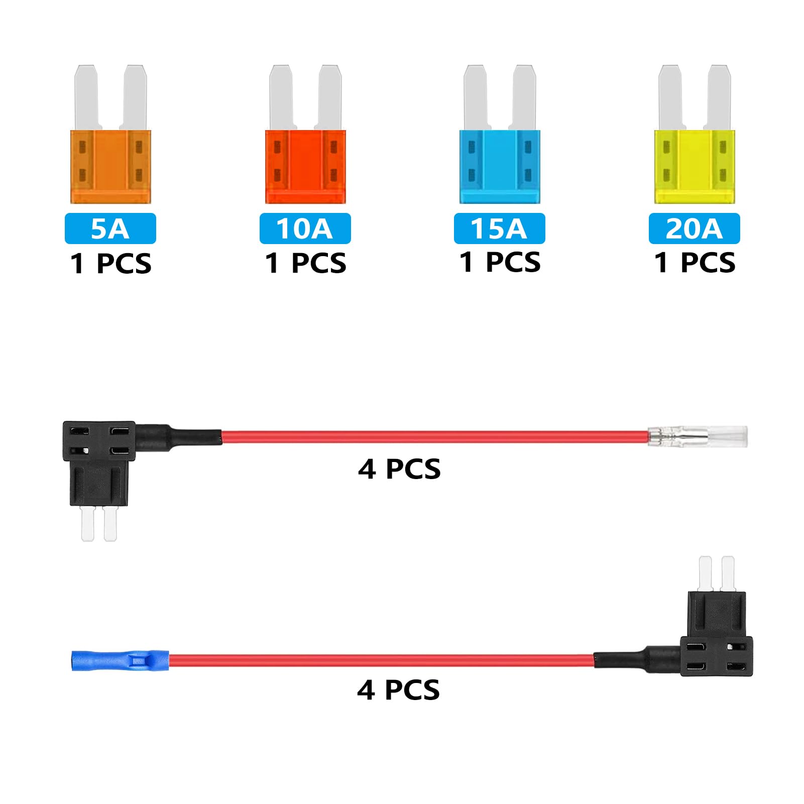 ALLECIN Micro2 Fuse Tap Piggy Back Fuse Holders 12V Adapter Add a Circuit with MICRO2 Blade Fuses 5A 10A 15A 20A for Cars (Pack of 8 Pieces) - Image 2