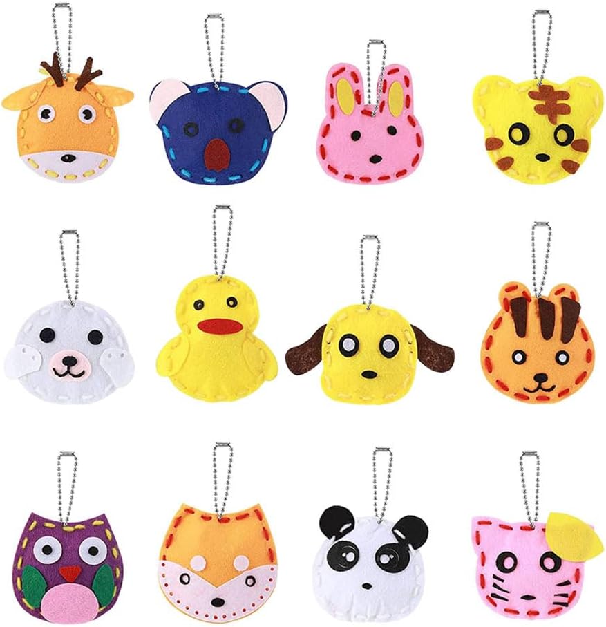 Educational 12 Pcs Sewing Kit for, Stuffed Animal Sewing Kit Learn to Sew Kit DIY Felt Animals Craft Kit for Beginners Girls Boys (Style) Girl Stuffed Animals