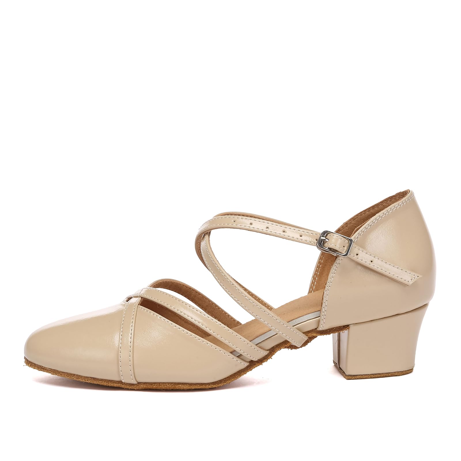 Scarpe da Ballo Latino Salsa da Sala per Donna Punta Chiusa Tacco Basso Scarpe da Ballo da Allenamento