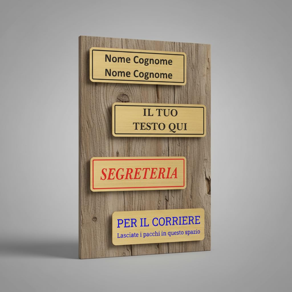 Targhetta Ottone Posta Personalizzata | Targa Cassette Postali Adesiva – Targa per Posta Casa/Ufficio – Montaggio Facile, Alta Durabilità Esterno Interno (Ottone Satinato 1mm, Misura 70x20mm)