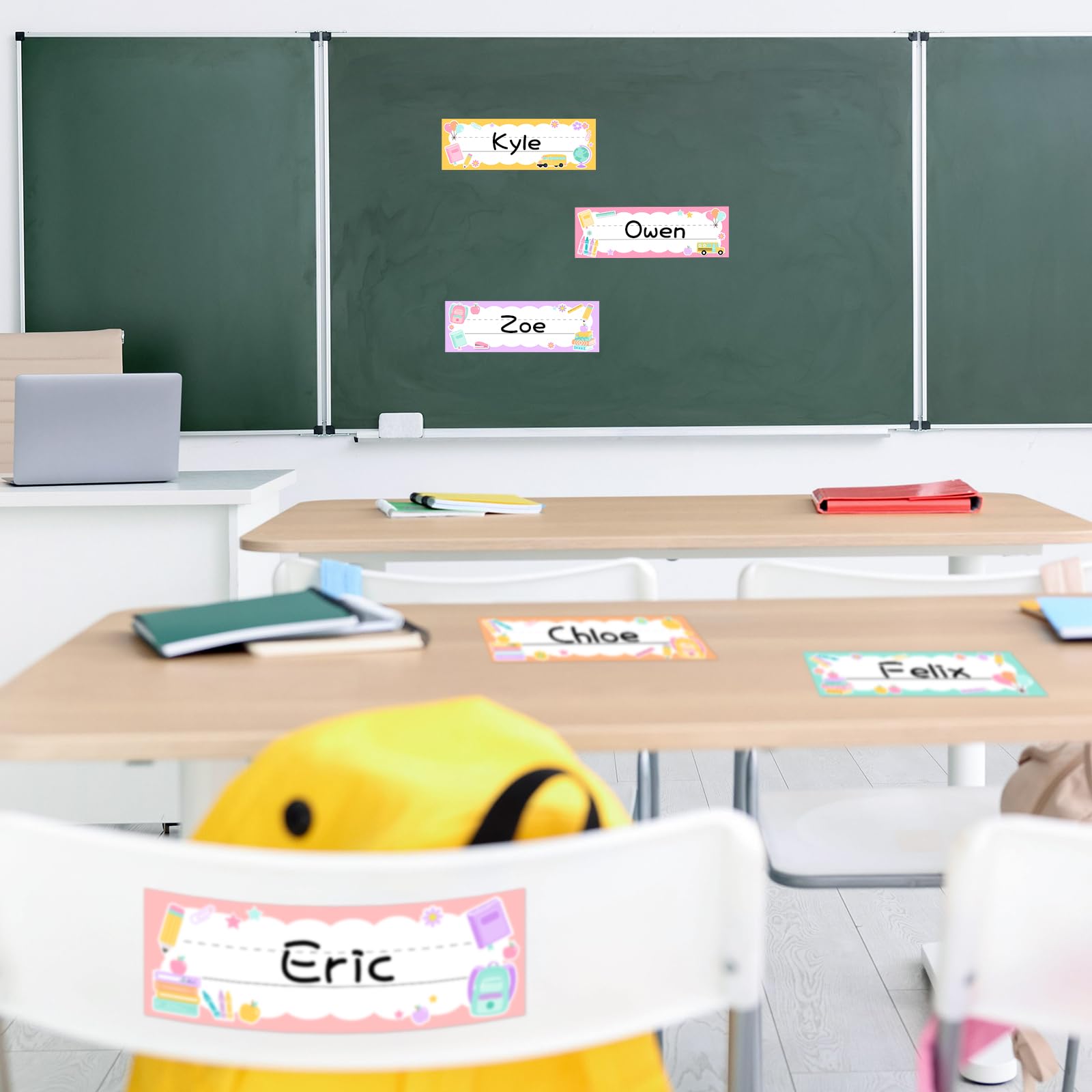 Mooliwe 72 szt. Etykiety z imieniem na biurko do klasy 22 x 7 cm szkoła klasa student dekoracja biurka powrót do szkoły tablice znamionowe dla 1. 2. 3. klasy przedszkola