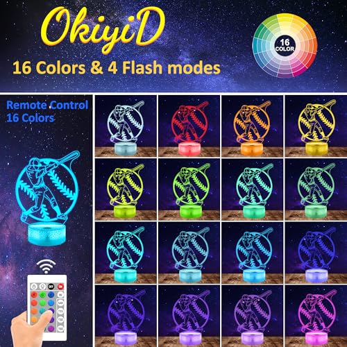 Lámpara de ilusión 3D Baseball con 16 colores control remoto miniatura 2