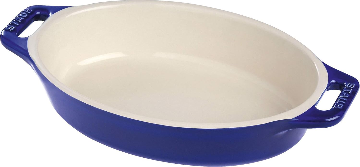 Staub Ceramic Oval Baking Dish 9-inch Sapphire Blue - Thumbnail 2