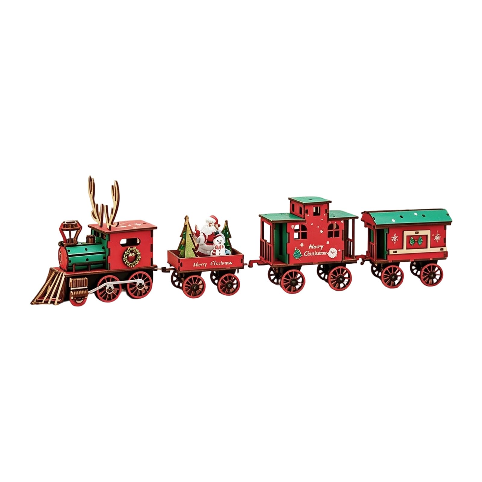 3D Wooden Christmas Train Set, DIY Classic Locomotive Puzzle Kit for Adults and Kids, Retro Four-Car Festive Model, Creative Holiday Tabletop Decor Home Craft Gift