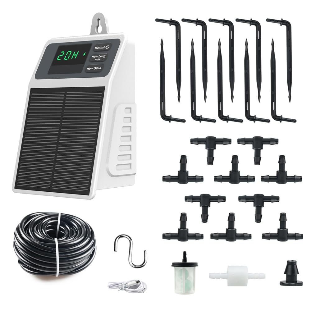 Jnchdghwa White & Black Solar Irrigation System For Garden Balcony Automatic Drip Irrigation System Hose Irrigation Diy For Garden Watering System