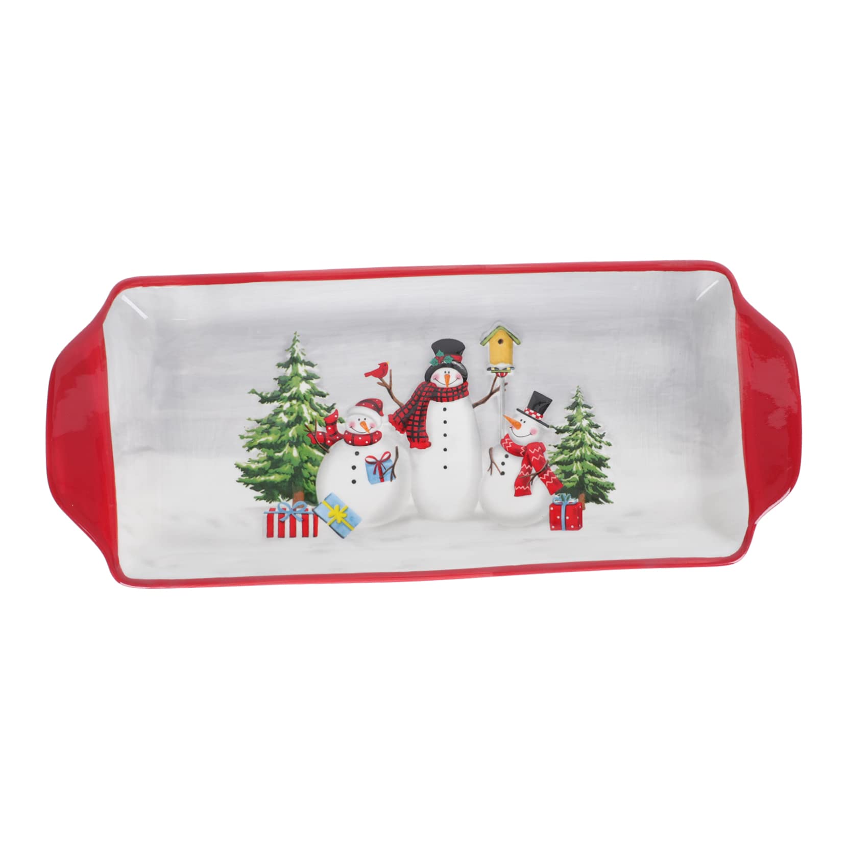 OUNONA 1pezzi Vassoio per Dolci Natalizio in Ceramica con Motivo Cartoni Animati Piatto da Dessert e Frutta Contenitore per Alimenti per Natale Feste Compleanni Elemento Decorativo per Ca