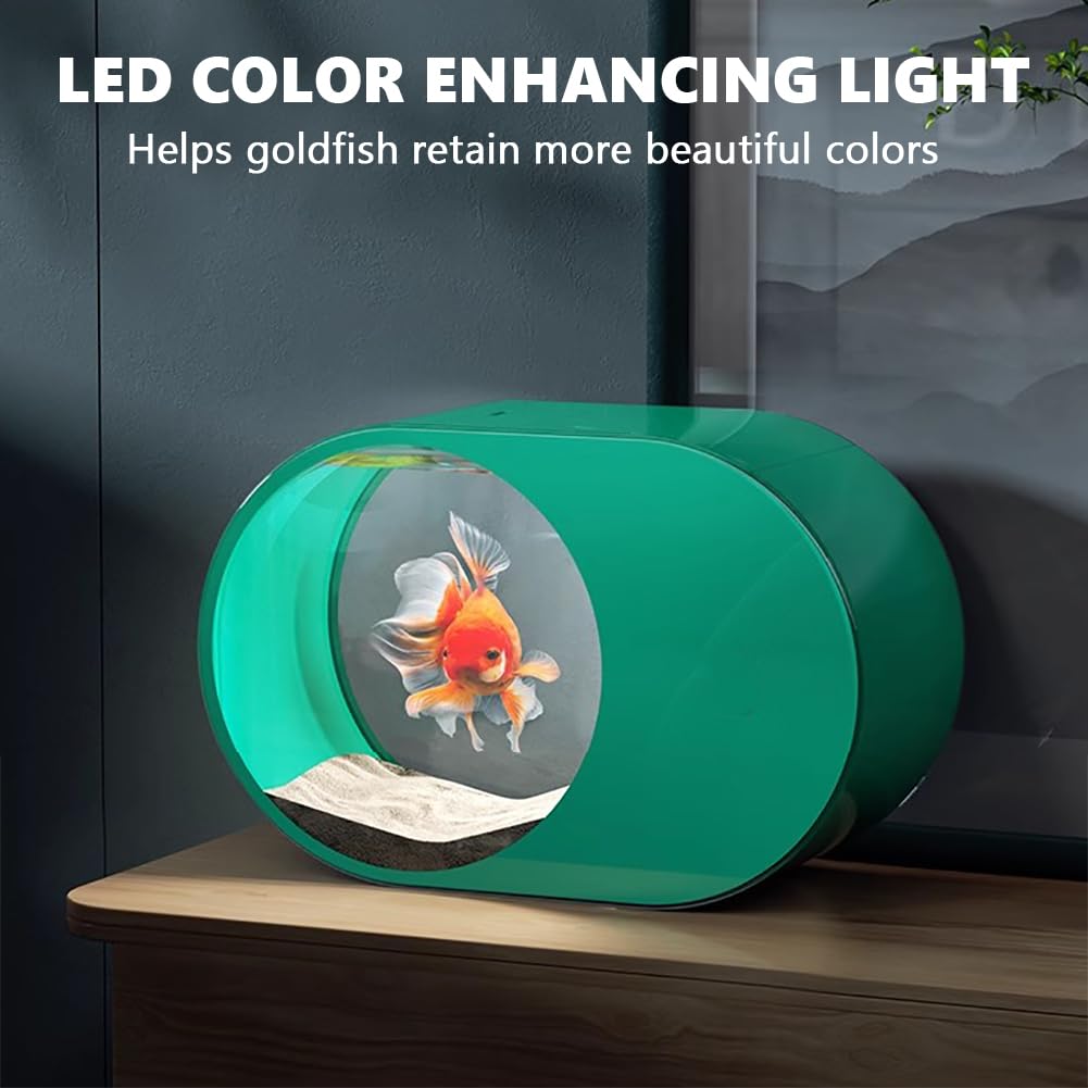 Acquario Acrilico HD, Serbatoio di Pesce Betta in Plexiglass Ginnastico, Acquario Trasparente USB, Serbatoio di Pesce da 3,43 Galloni per Pesce Rosso/Betta con Luce A LED, 39 * 15 * 24 Cm