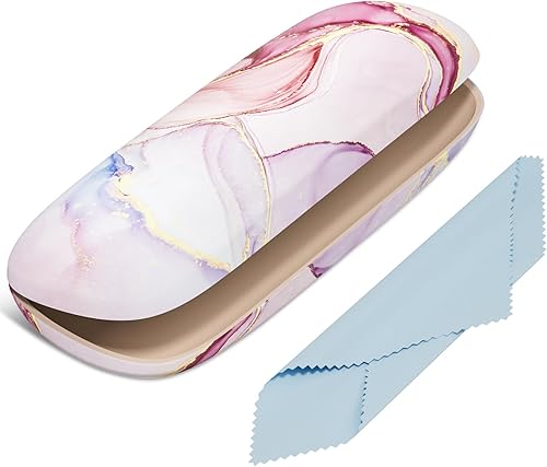 NPOOYI Eyeglasses Case, Hard Shell Protective Case for Glasses, Unisex for Women Men, Glass Case with Cleaning Cloth