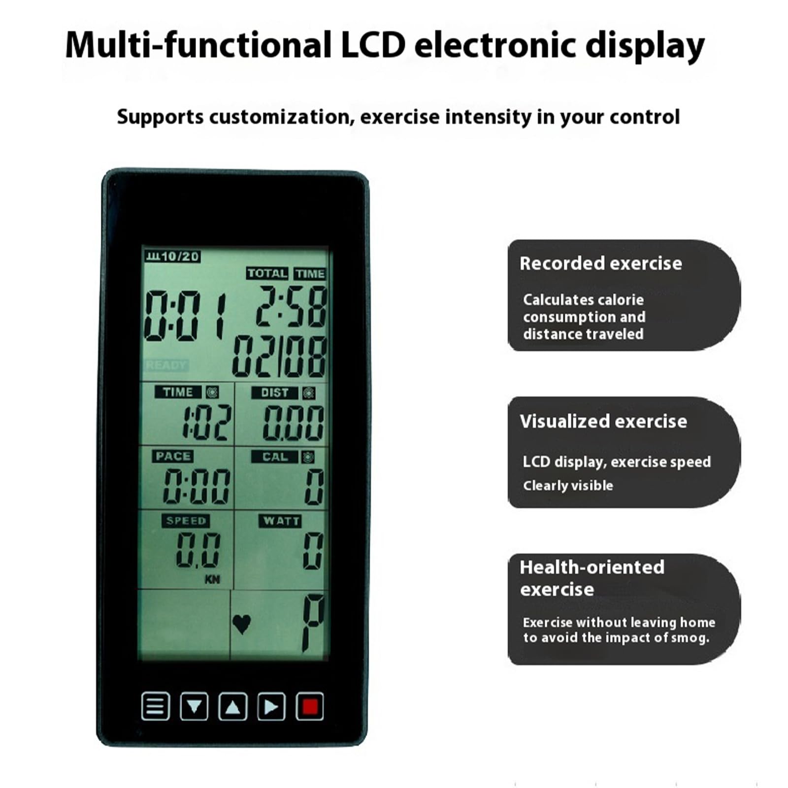 Monitor da Ciclismo Indoor con monitoraggio delle Calorie, frequenza cardiaca, velocità, dei progressi Allenamento per Cyclette e Attrezzature da Palestra