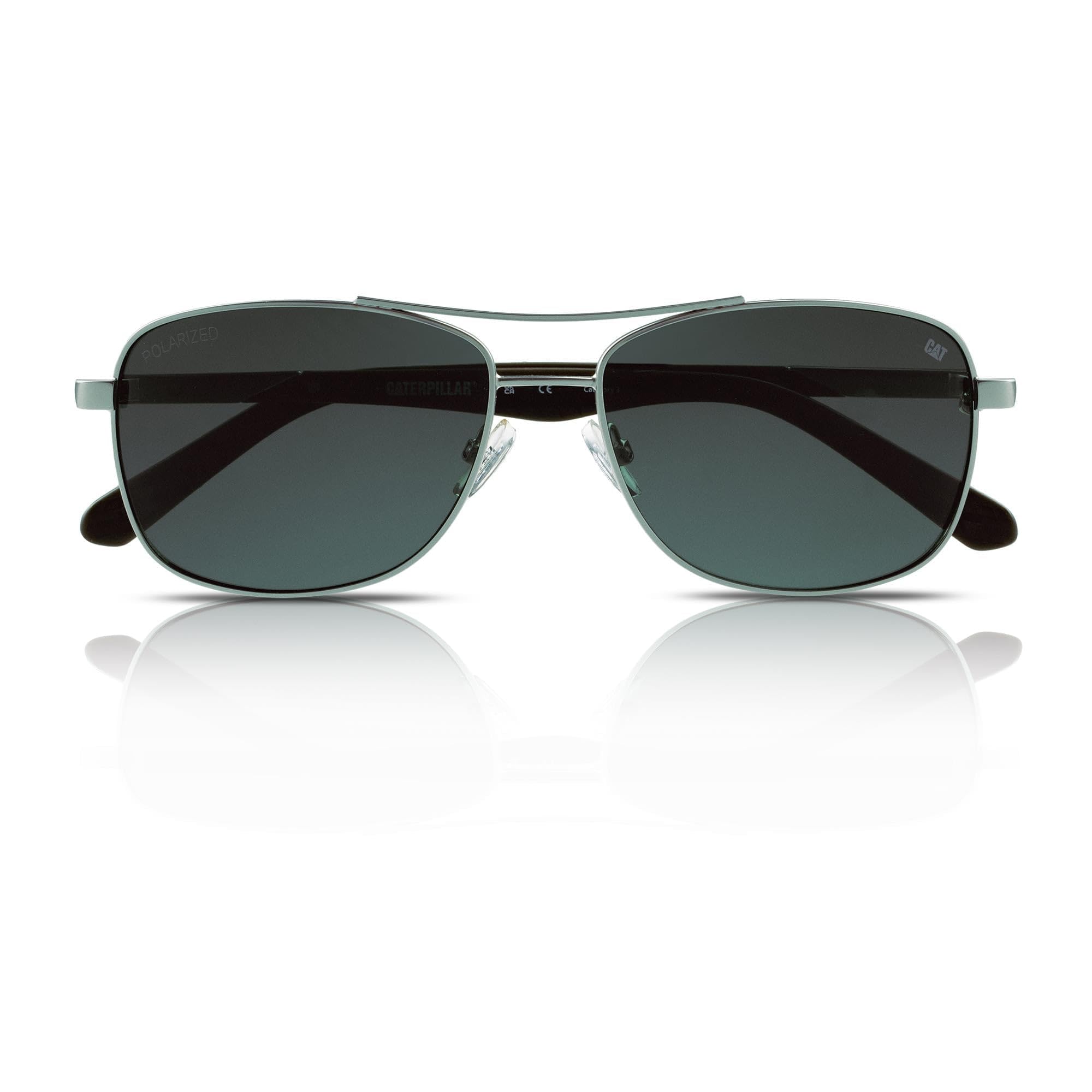 Cat erpillar CTS-8023 - Occhiali da sole da uomo, 002P, colore: argento opaco/verde, Argento