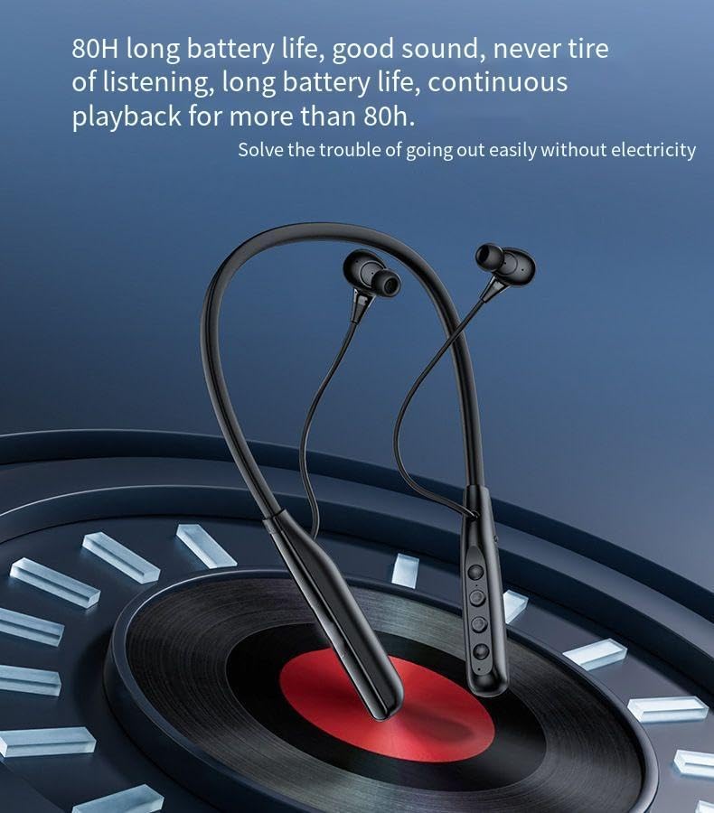 Wireless Bluetooth Earbuds Neckband Headphones, ENC Call Noise Cancellation,IPX5 Waterproof Earphones, 80 Hrs HD Talktime, Bilateral Stereo for Working Workout