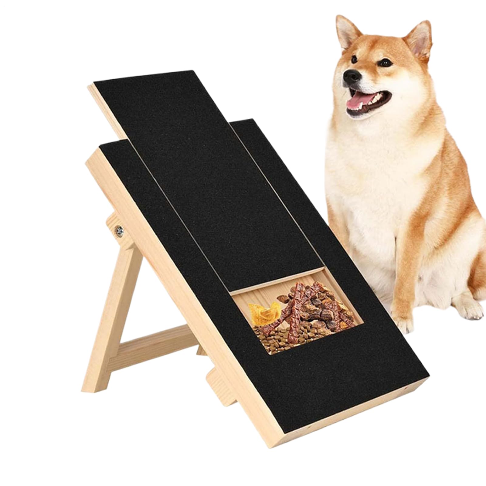 Dog Nail Scratch Pad - 35.3x26.4cmWooden Dog Grinding Pad, Ultifunctional Scratching Board And Nail File For Puppies And Dogs, Scratch Board With Built-in Snack Box, Compartment For Pets