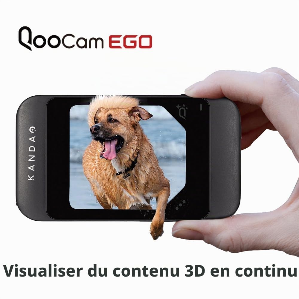 KanDao QooCam Ego - Caméra d'action 3D, vidéo 4K 60fps, caméra VR stéréoscopique, Outil de création de Contenu pour Casques VR et Lunettes AR, Appareil Photo Uniquement.