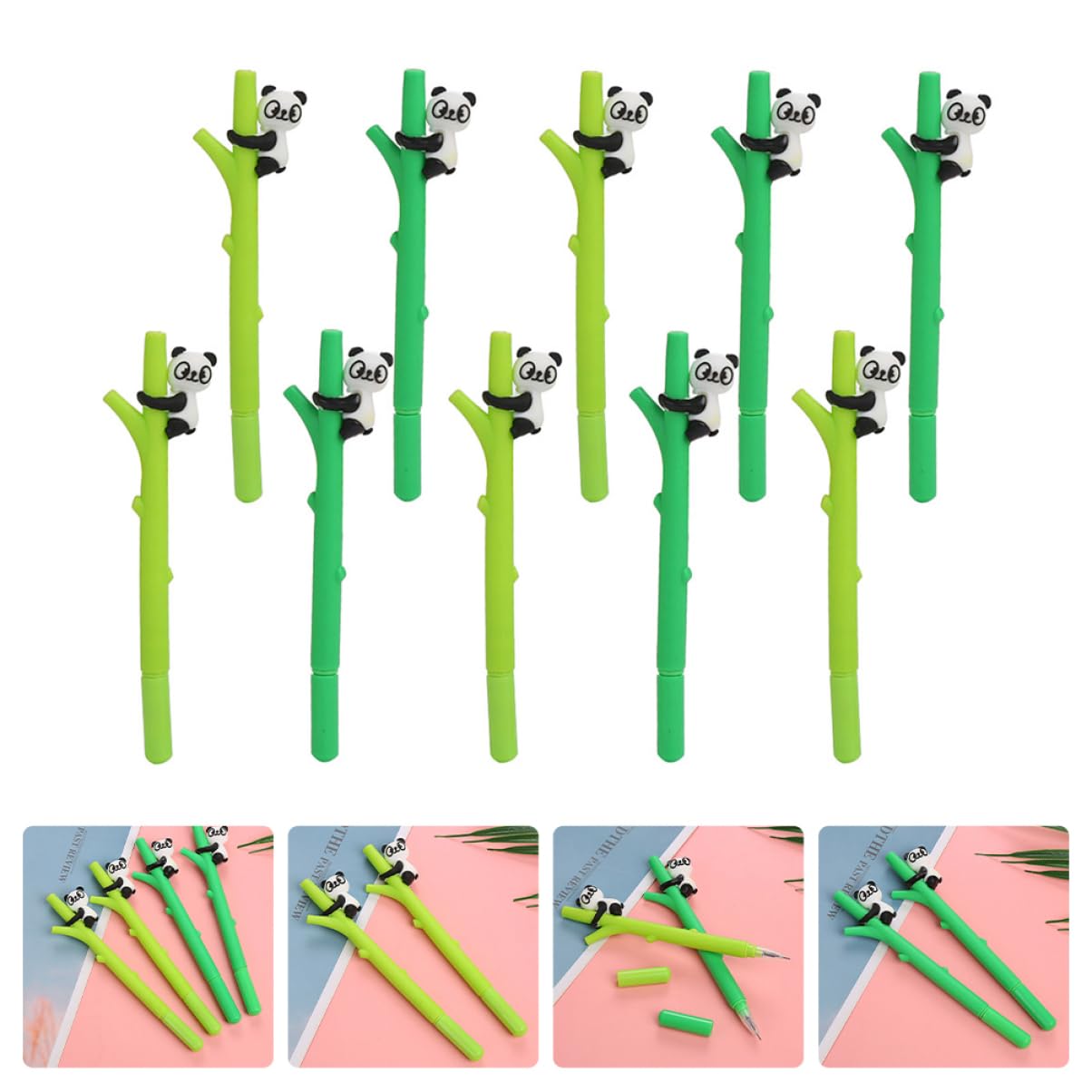 Lurrose Lot De 5 Stylos Gel Effaçables En Forme De Panda Pour Étudiants Papeterie De Bureau 10 Pièces X 5
