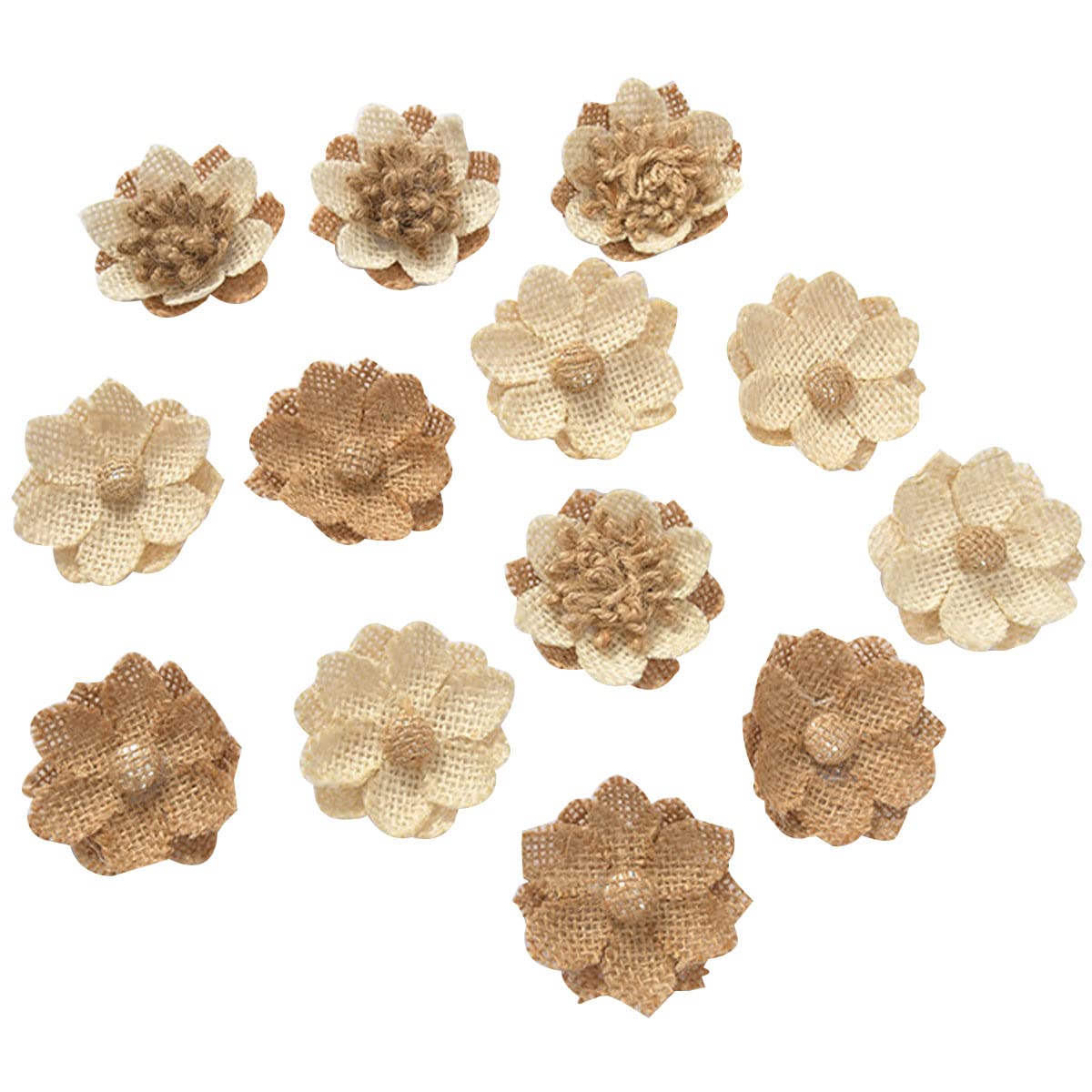 Ewanda store40 Pcs Burlap Flowers Handmade Rustic Flower for Home DIY Bouquets Craft Wedding Party Decoration