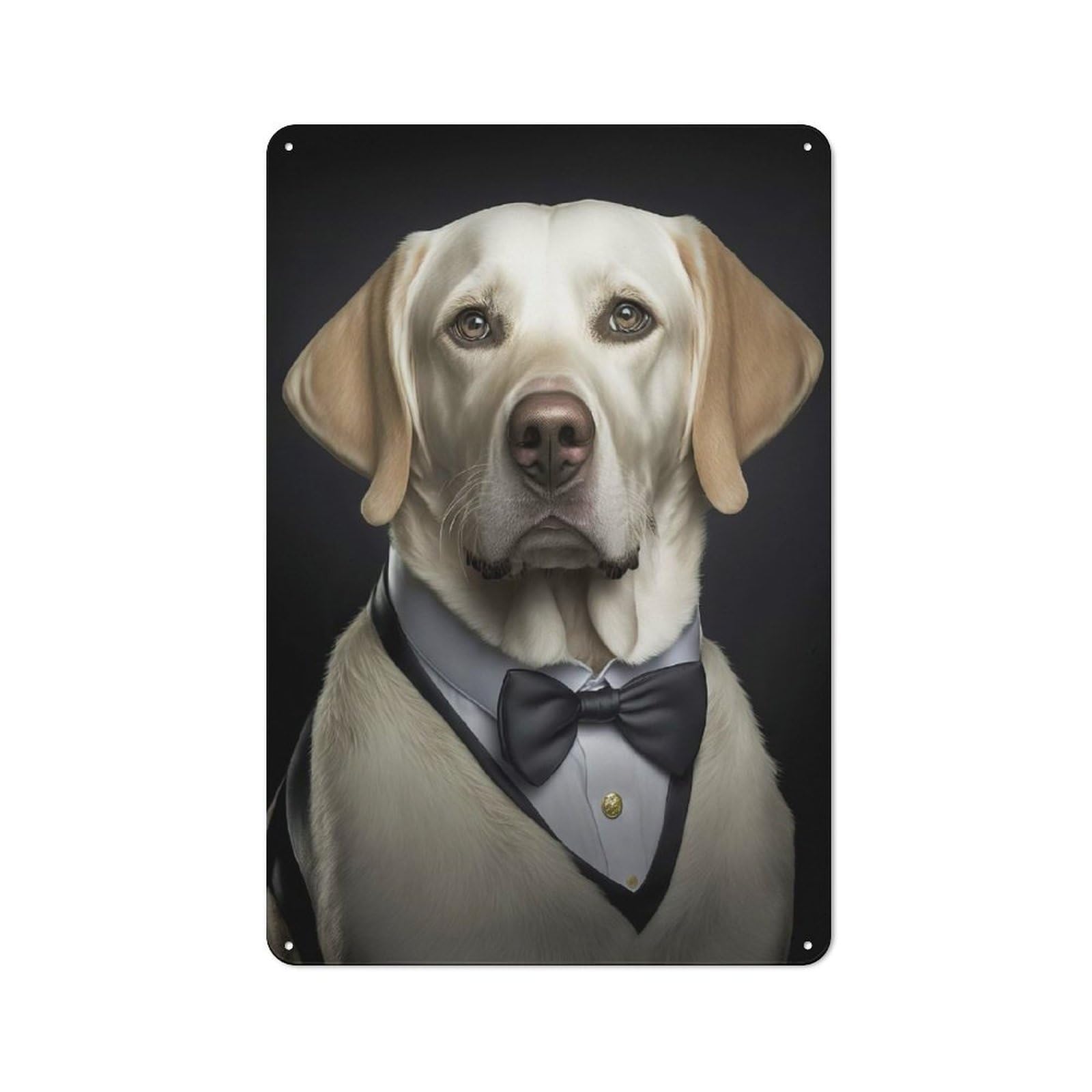 Junmoney Well Dressed Labrador 32 Tin Wall Plaque 30X20cm With For Bar Or Restaurant, Housewarming Present For People Styling Bar And Restaurant