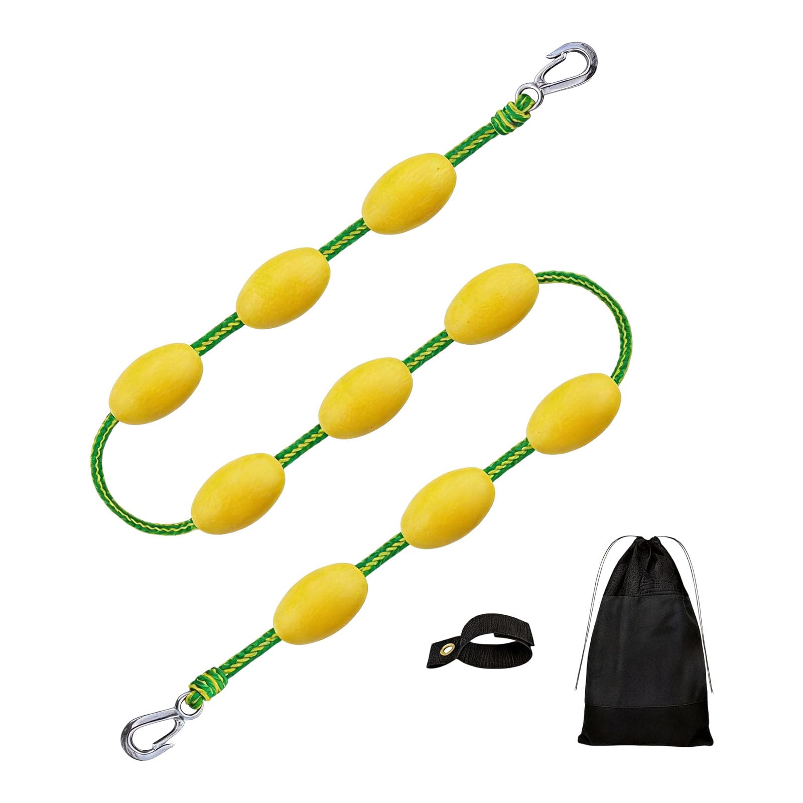 Corda da Traino per Barche Galleggiante da 60 Piedi Corda Tubolare per Barche con Galleggiante Giallo e Gancio in Acciaio Inossidabile per Barche Kayak Sport Acquatici Traino Galleggiante