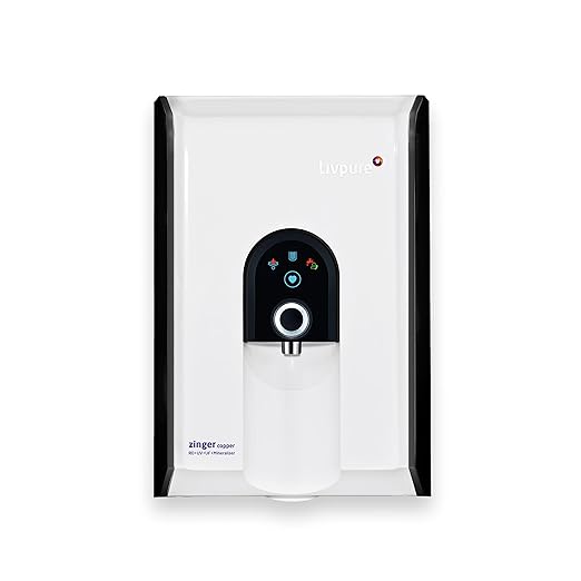 Livpure Zinger Copper with 87% Water Savings (HR Tech), RO+In Tank UV+UF+Mineraliser+Copper+Smart TDS Adjuster, 6.5 L Tank, 15 LPH Water Purifier for home, (White) at Rs. 16590