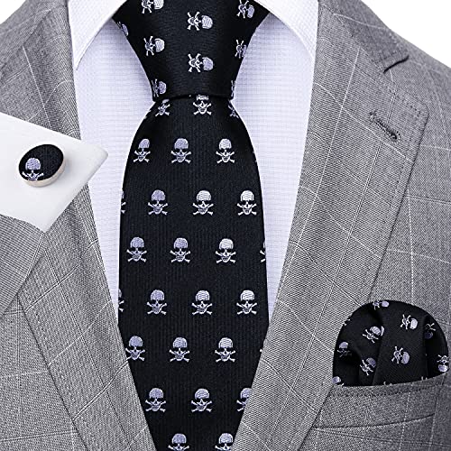 Image of Barry.Wang Fun Animal Ties for Men Designer Handkerchief Cufflink WOVEN Casual Necktie Set Festival