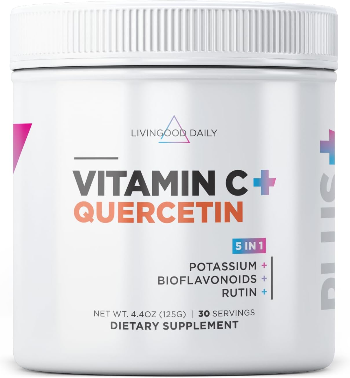 High Dose Vitamin C Powder Supplement, 2,600 MG Ascorbic Acid Powder Supports Immunity & Skin Health, Powdered Vitamin C with Quercetin, Sweetened with Stevia, Vegan, 30 Servings