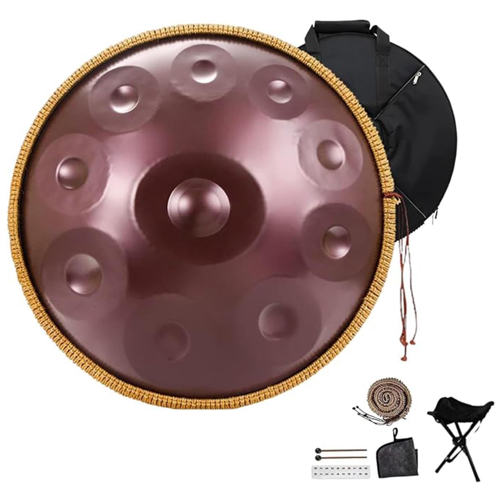 Tambor De Mano De 432 Hz/440 Hz - Instrumentos De Percusión De Acero Para Handpan, En Re Menor Instrumento Handpan Tambor Hand Pan Para Adultos, Para Sanación Con Sonido(E,440HZ/9 Note)