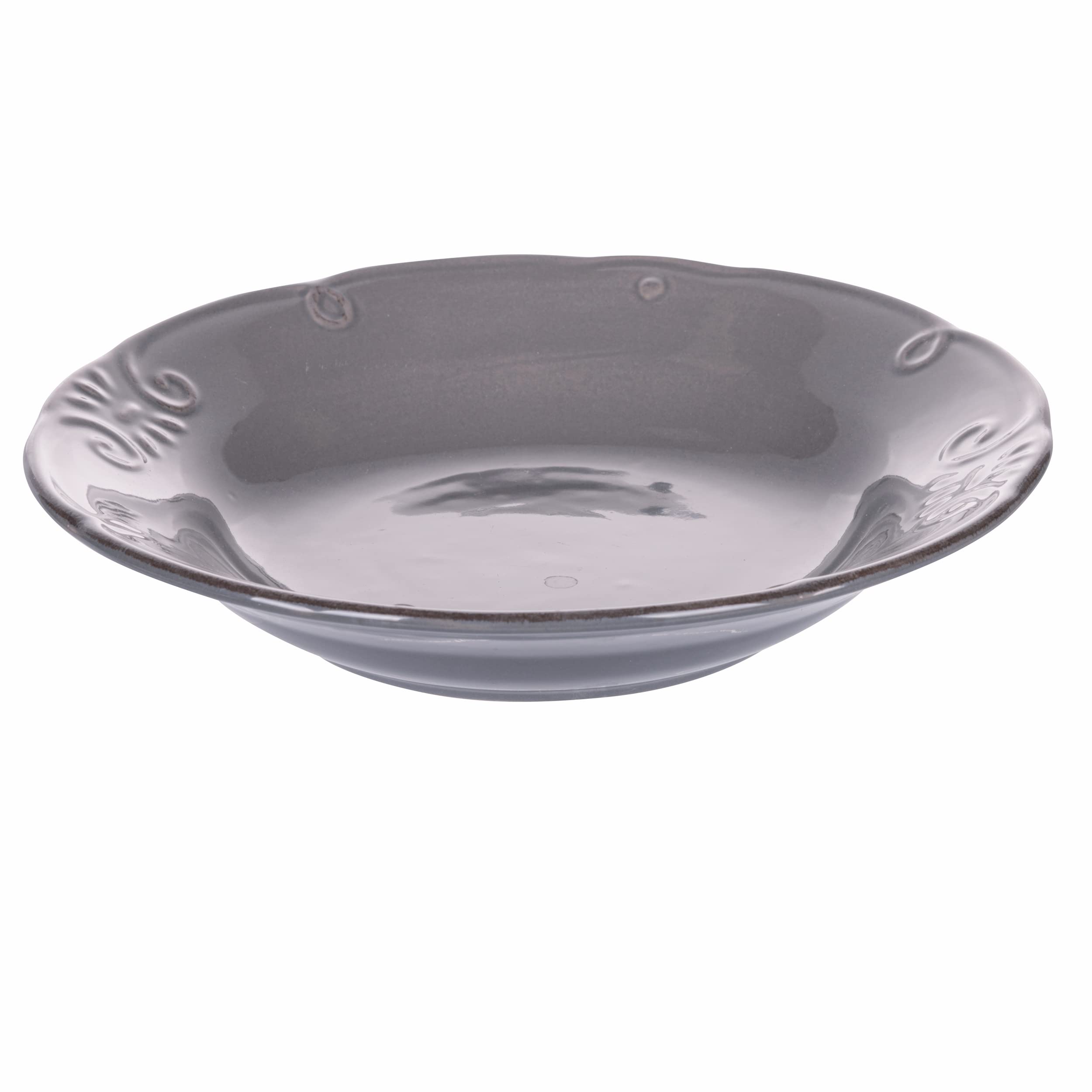 Set 6 Piatti Piani Villa D'Este Home Tivoli In Gres Smaltato, Diametro 27 Cm, Colore Grigio Antracite