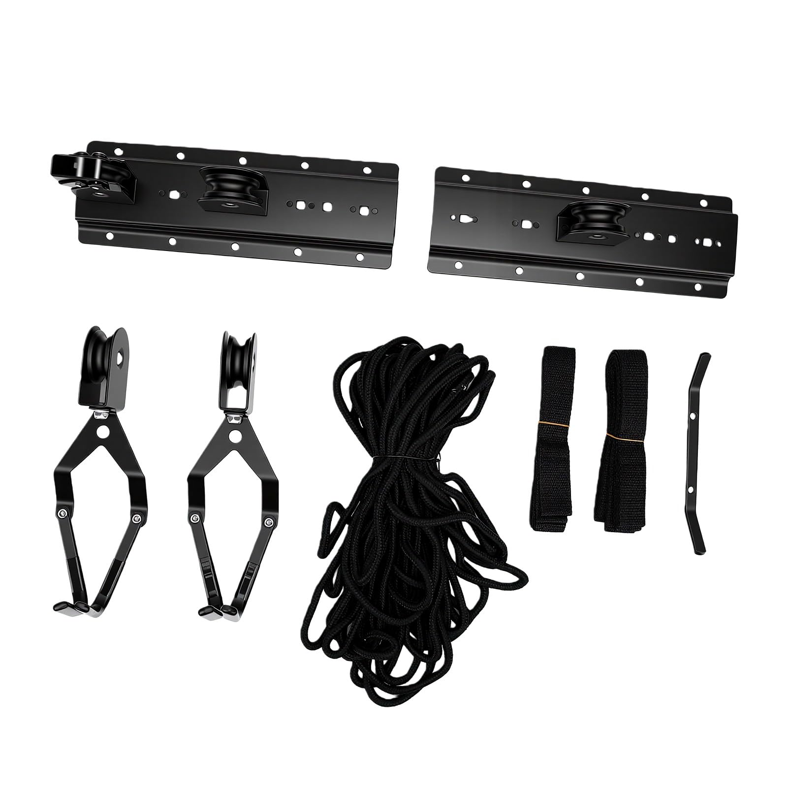de Polea de Elevación de Techo de Garaje, Soporte de Elevación de 4 Puntos para Almacenamiento Superior con Ruedas de Polea Resistentes, Cuerda de Nailon de 30 Pies, Capacidad