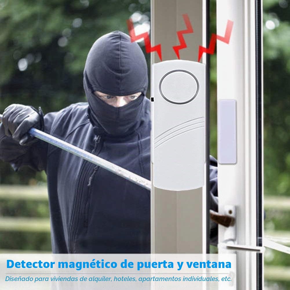 NICE Home Alarma de seguridad personal para ventana y puerta, alarma antirrobo con sensor magnético, paquete de 10
