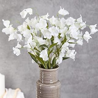 Factory Direct Craft Group of 2 Artificial White Bellflower Bushes for Spring Arrangements and Summer Displays