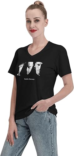 Miniatura 4 de Soda Stereo Womens T Shirt Loose Casual Short Sleeve V-Neck Tshirt