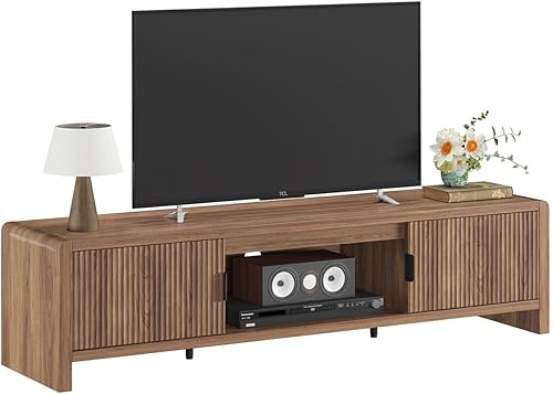 Miniatura 11 de FATORRI Soporte de TV para televisores de hasta 75/65/55 pulgadas, centro de entretenimiento de madera con almacenamiento, consola multimedia de