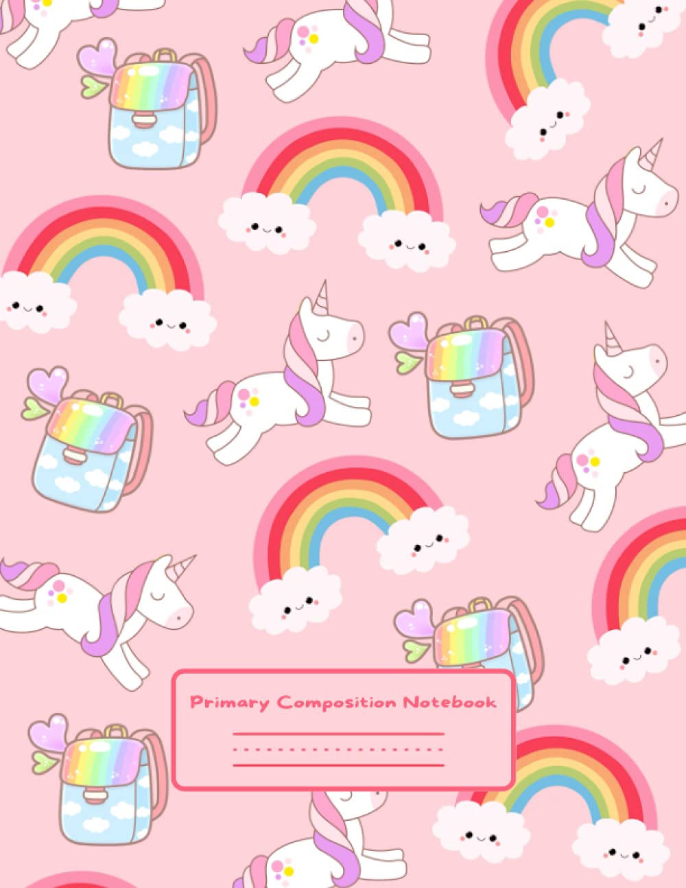Primary Composition Notebook: Dashed Midline and Drawing Picture Space | Primary Picture Journal with a Dotted Midline | Cute Kawaii Cover & ... | 8.5" x 11" 120 Pages Kids Story Journal