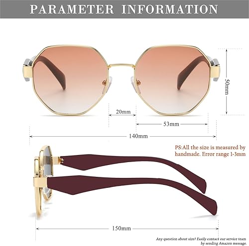 Miniatura 6 de HJSTES Gafas de sol pequeñas de polígono para mujer y hombre, lentes cuadrados, lentes degradados, protección UV