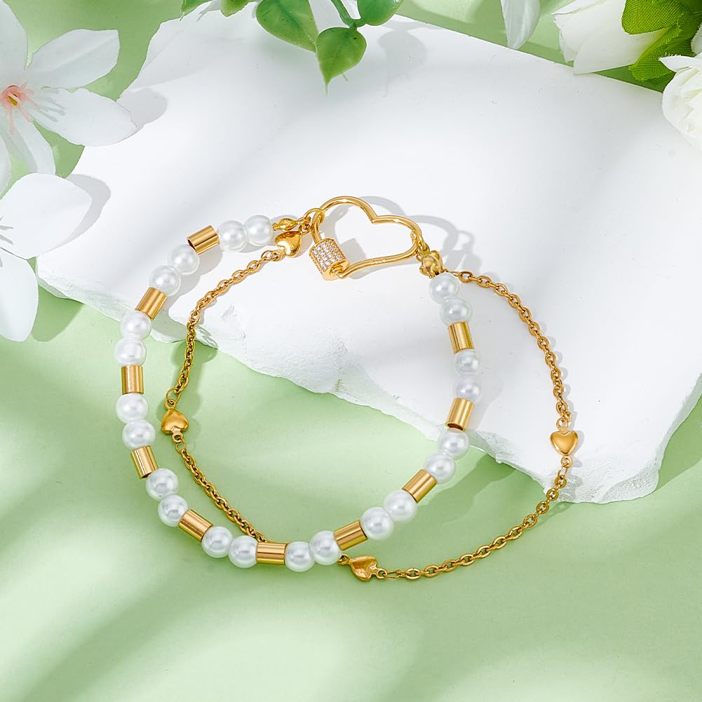 NBEADS Mosquetón de plata de ley 925 con rosca, llavero de circonita con corazón dorado, cierre seguro para hacer joyas, bolsos, accesorios de bricolaje, 16 x 23 x 1 mm