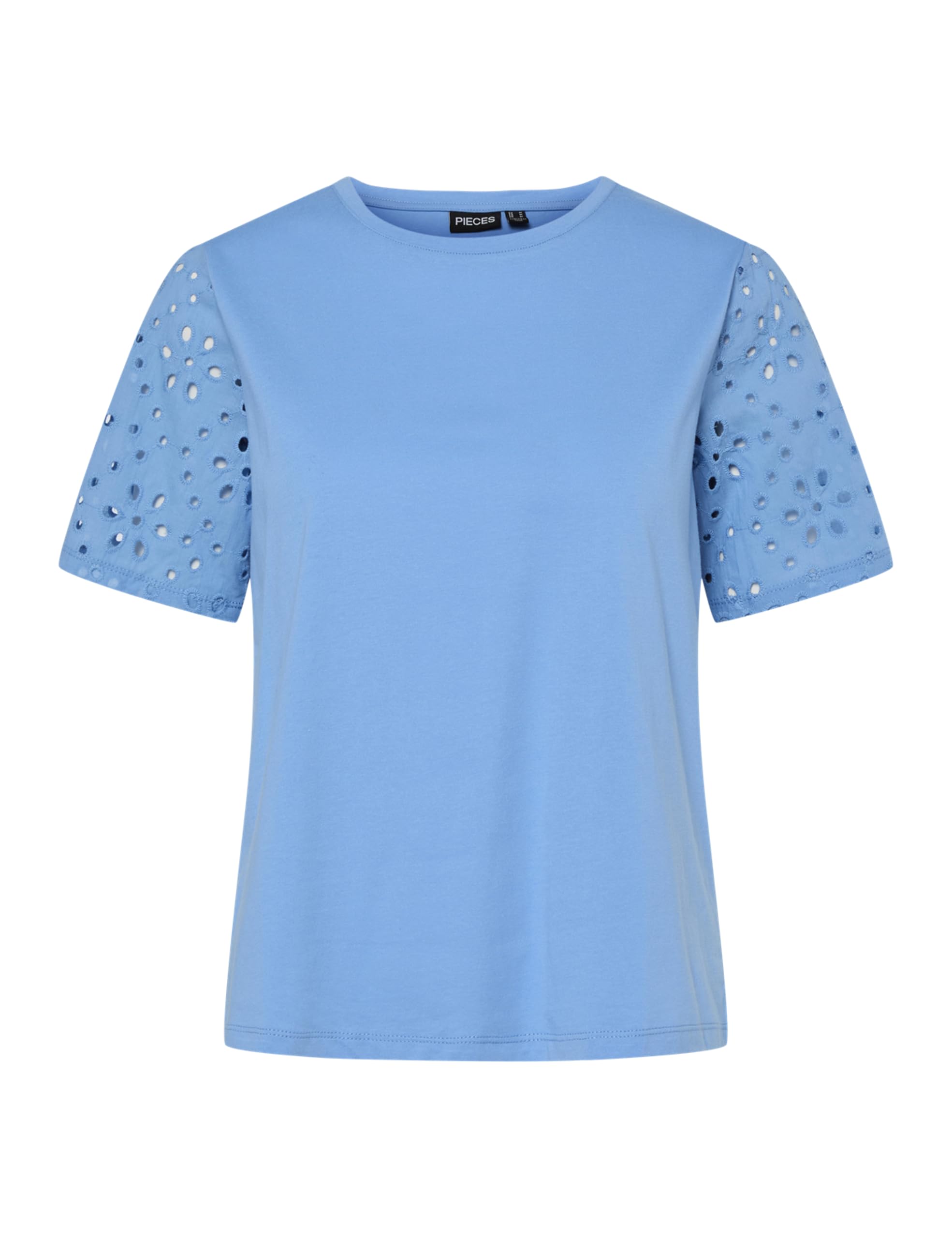 PIECES Pctandrea SS Embrodiery T-Shirt JRS Bc, Lichen Blue, S