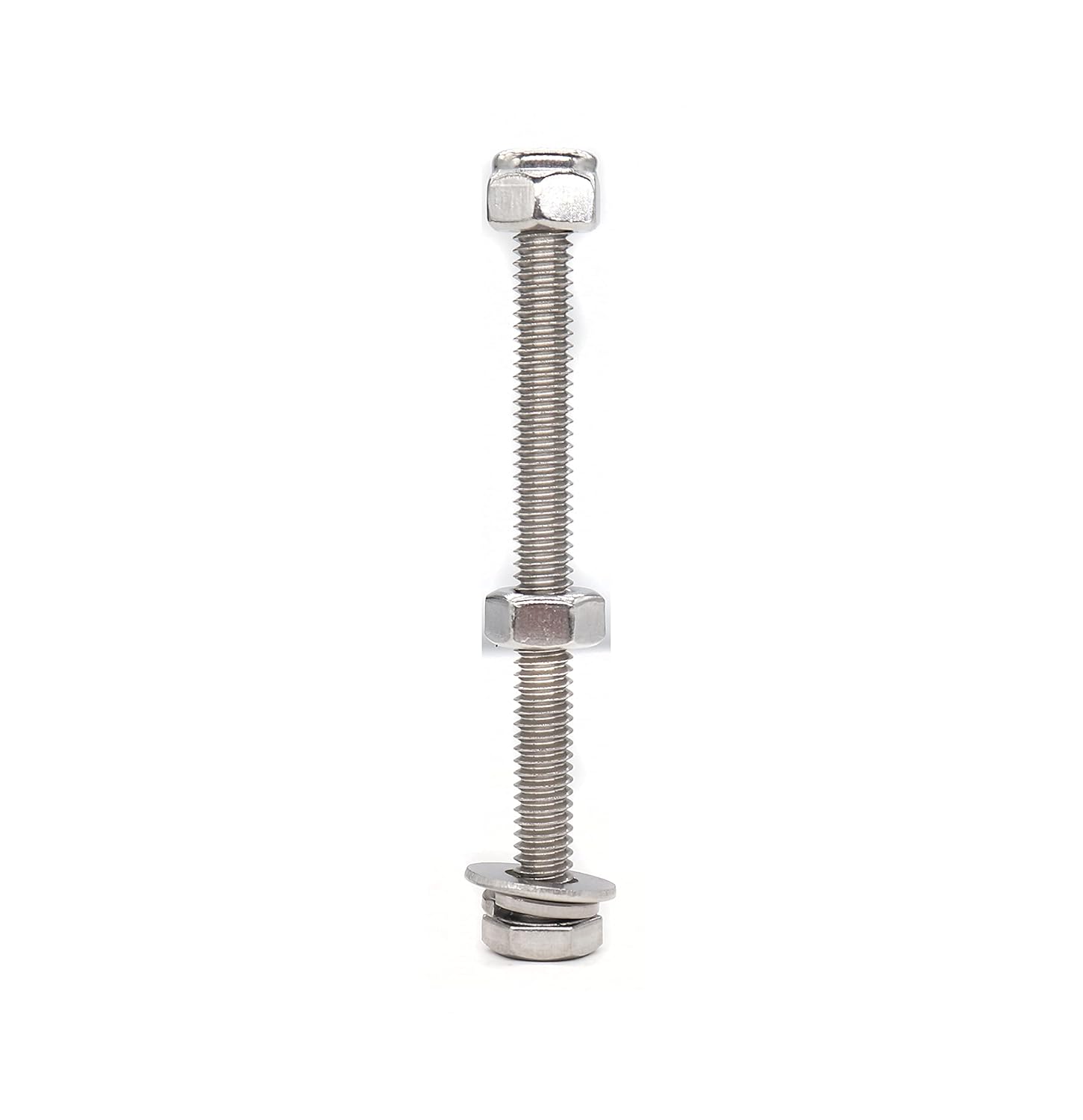 binifiMux 50pcs(10 Sets) 1/4-20 Fastener Kit: 3" Hex Bolts, Spring Lock Washers, Flat Washers, Hex Nuts & Nylon Inserted Locking Nuts (Pack of 2)